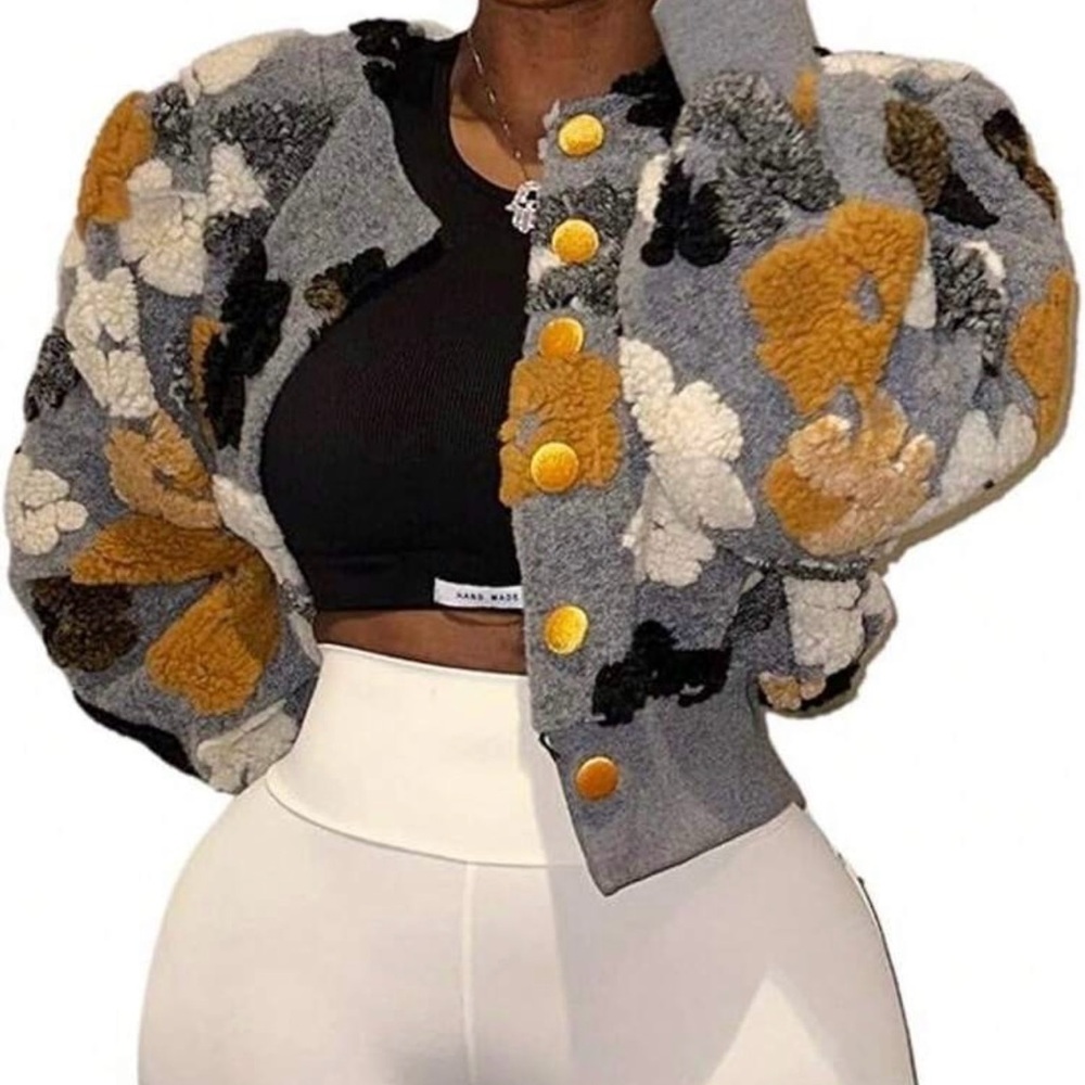 Floral Patterned Teddy Jacket
